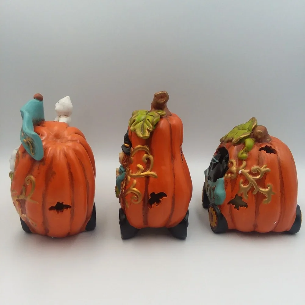 Cracker Barrel Pumpkin Train Set Halloween‎ Decor Witch Ghost Cat